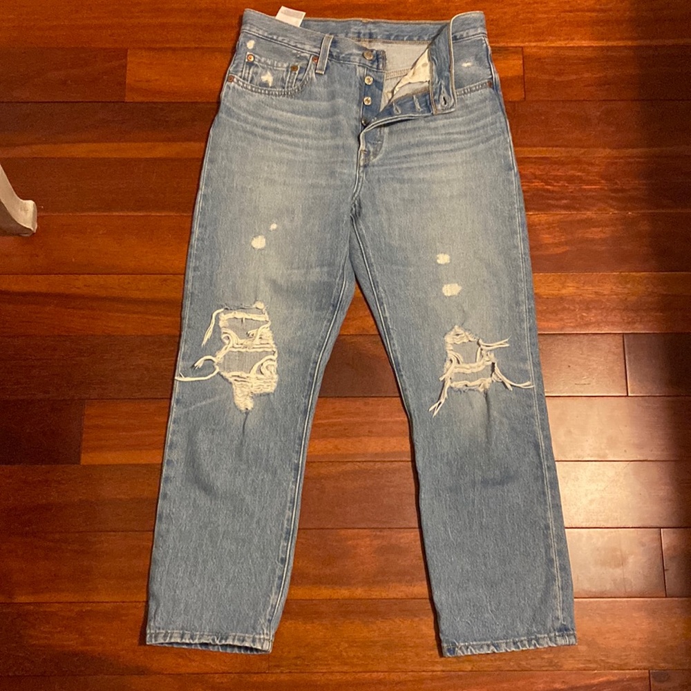 Levi’s 501 original cropped straight leg Montgomery patch 27/26